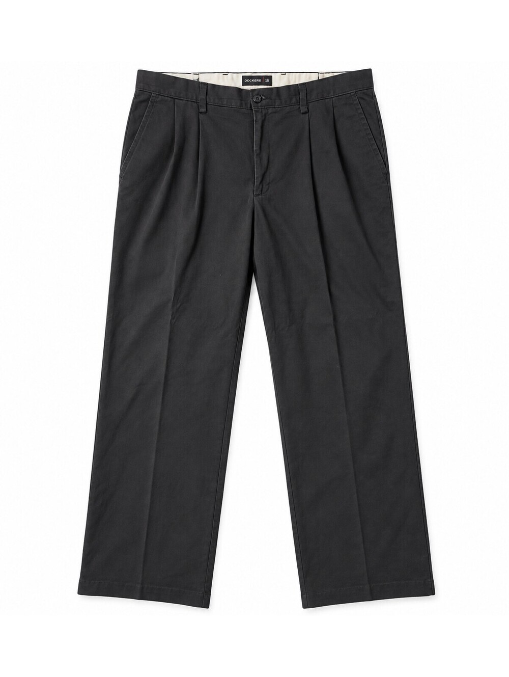 Dockers Mens 38x34 Black Pleated Chino Pants Classic Fit Straight Leg Dress